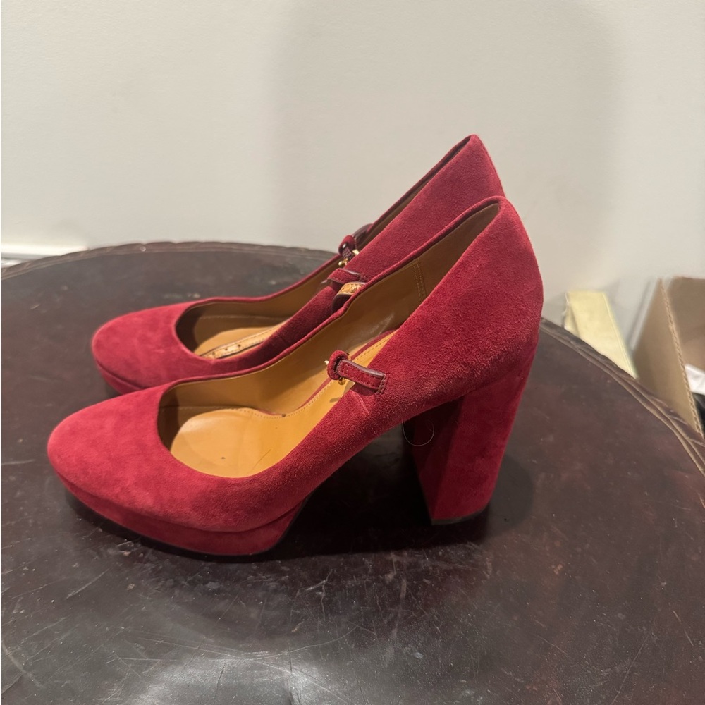 Coach Red Suede Women's Heels size .9b - Picture 1 of 5
